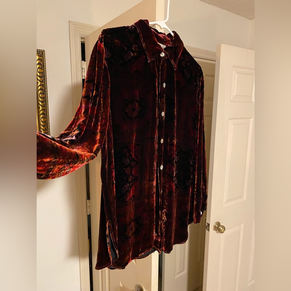 Coldwater Creek crushed velvet vintage blouse Small - Picture 3 of 8